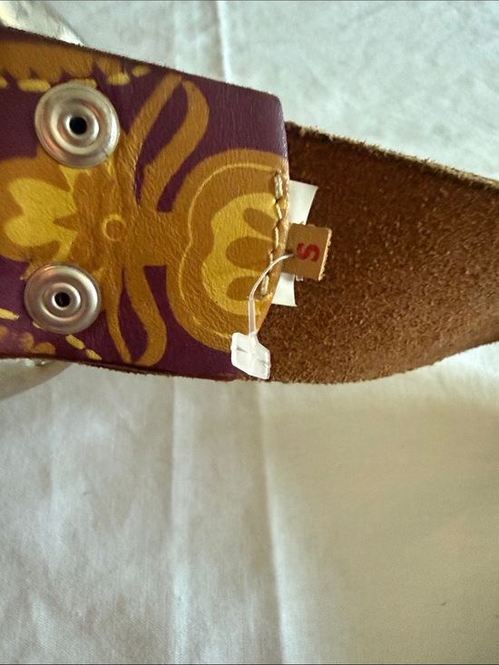 Lucky Brand NEWPurple Leather Belt with Gold & Pink Embroidery& Silver Buckle S main image 10